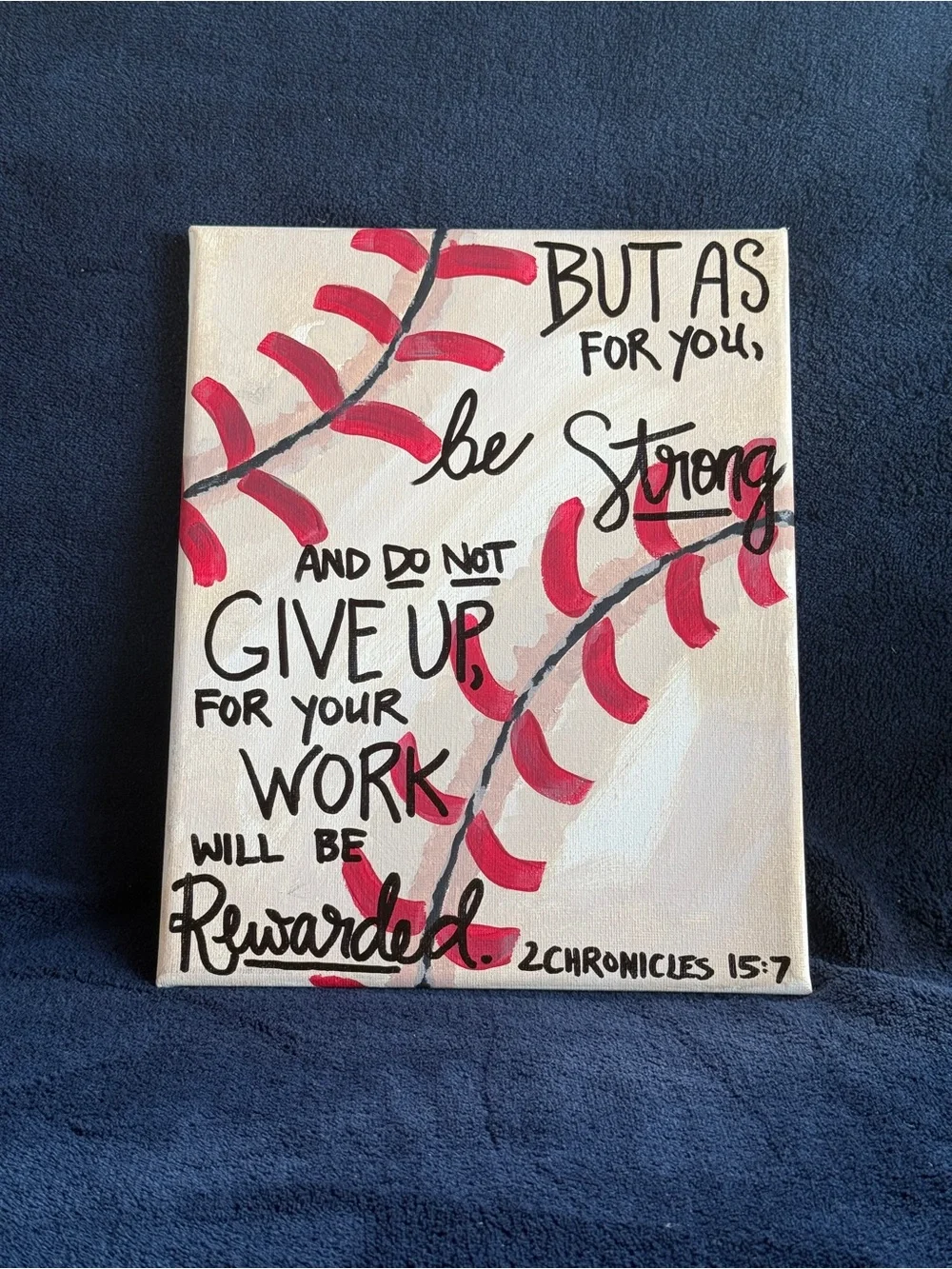Be Strong Red Baseball Stitch Wall Art Canvas